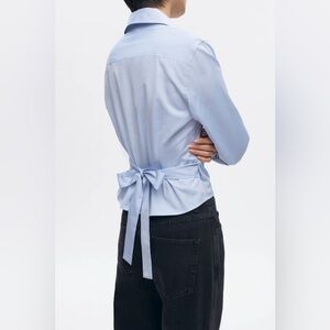KOTN Blue Wrap Shirt with bow size S